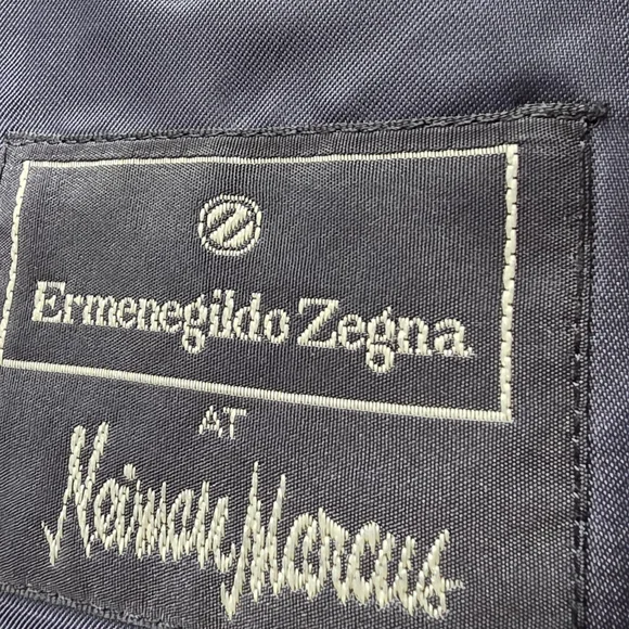 ERMENEGILDO ZEGNA Navy Blue Wool Pinstripe 2 PC Suit 46 R (EU 56)